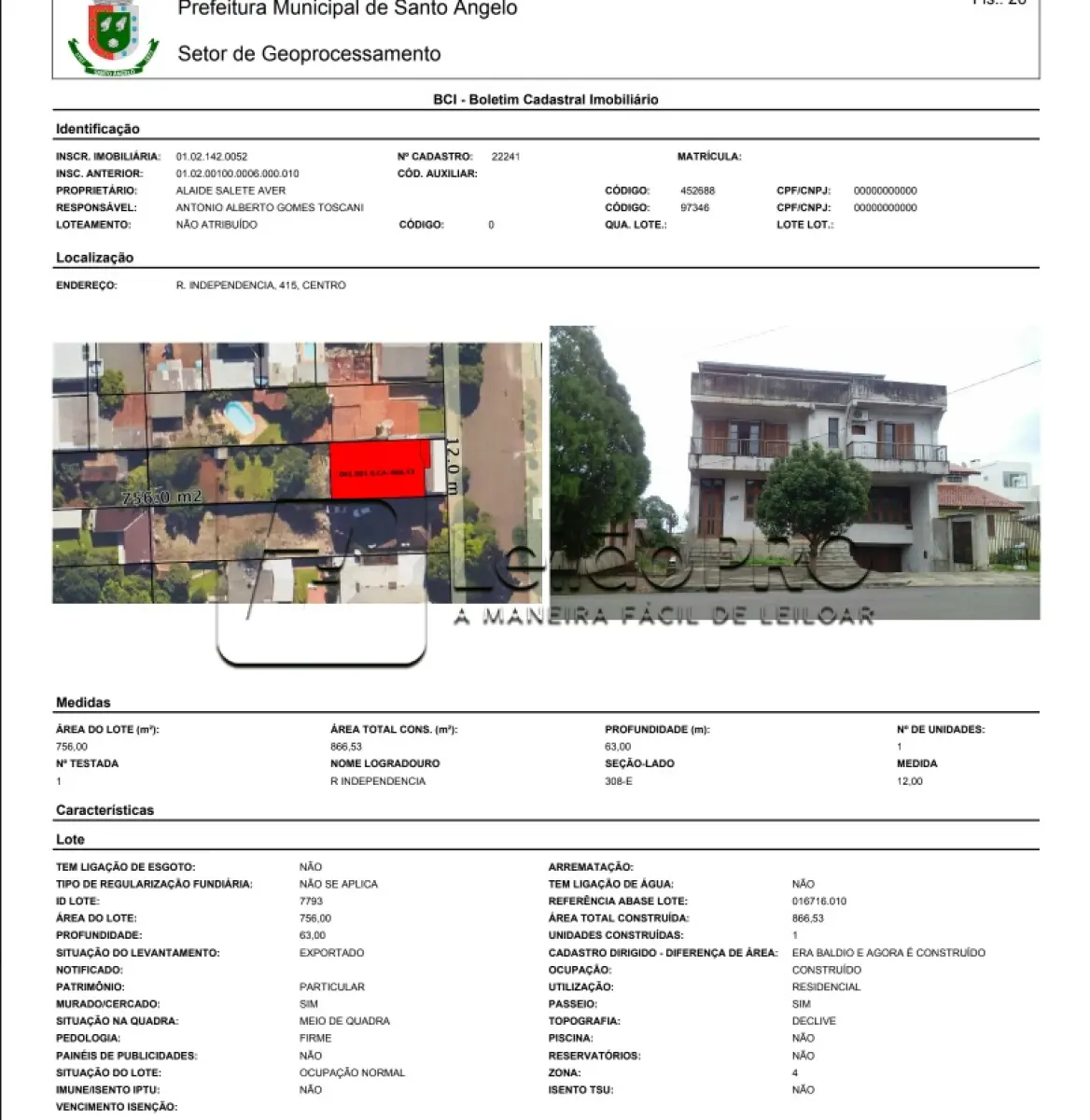 LOTE 001 - Apartamento de fundos