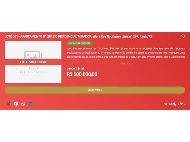 (SUSPENSO) LEILÃO JUDICIAL - VARA DO TRABALHO - POSTO DE ITAQUI/RS