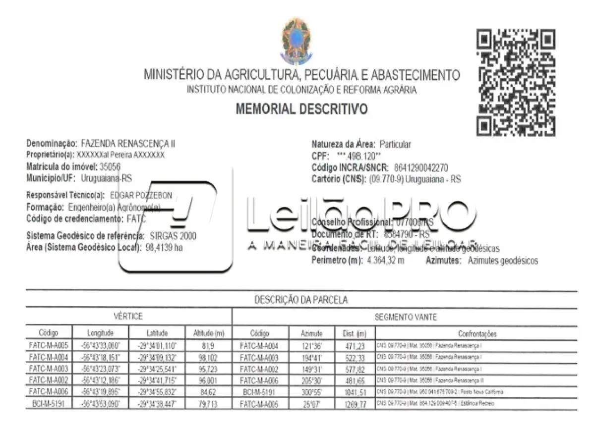 LOTE 001 - FRAÇÃO DE CAMPO (49,205ha)